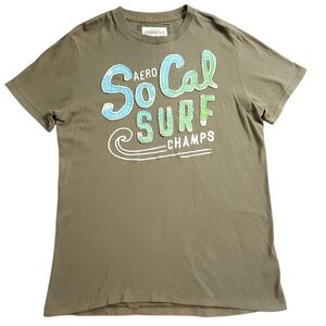 Y2K Aeropostale Surf Embroidered Patch Mens t-shirt Sz L